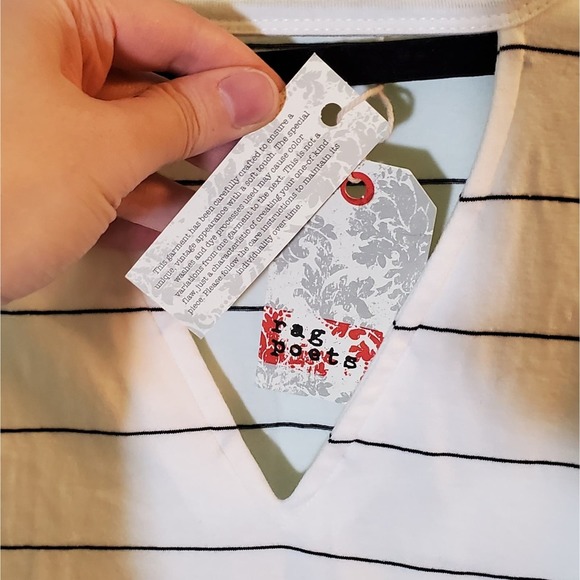 NWT! Rag Poets Lightweight Casual Striped Short Sleeve T-Shirt / Tee Size Medium - Picture 5 of 6